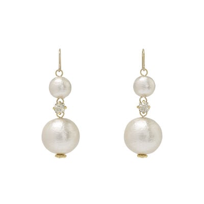 Cotton pearl and crystal earrings by Anq