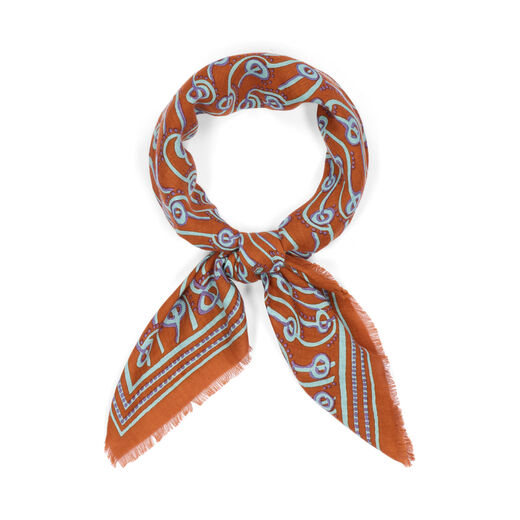Orange and blue swirl cotton square scarf
