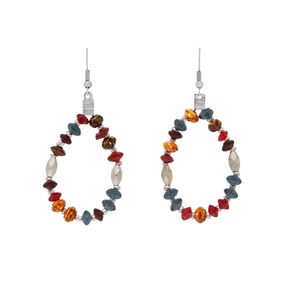 Multicoloured bead hook earrings