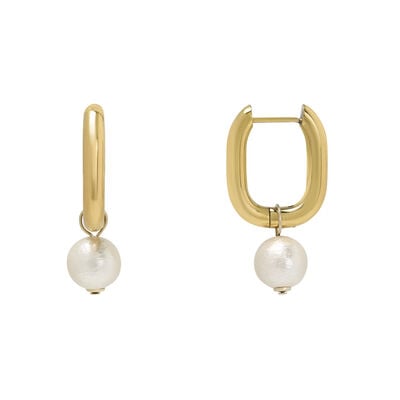 Cotton pearl hoop earrings by Anq