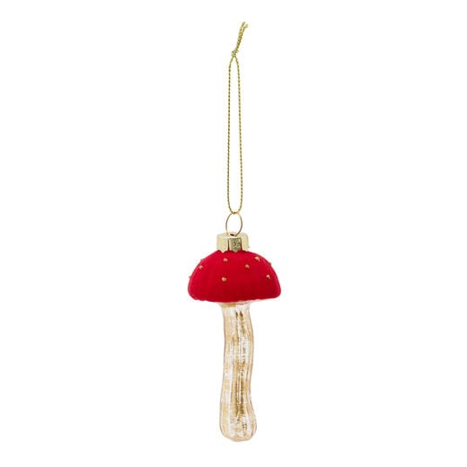 Flocked glass toadstool decoration