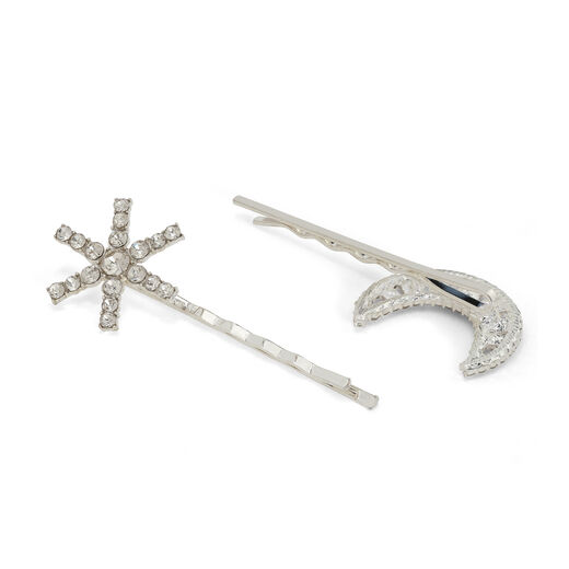Moon and star hairclip duo