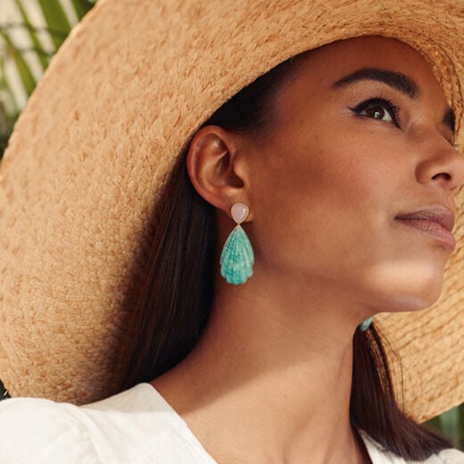 Aventurine and rose chalcedony earrings by Carousel&nbsp;Jewels