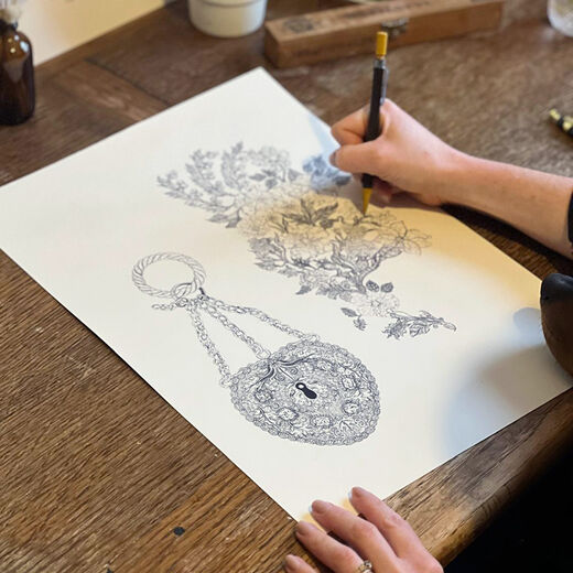 Victorian Jewels print and silk scarf by Jessie Bayliss