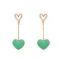 Drop earrings with small green hearts