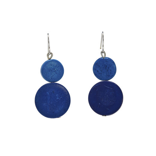 Blue coconut shell hook earrings