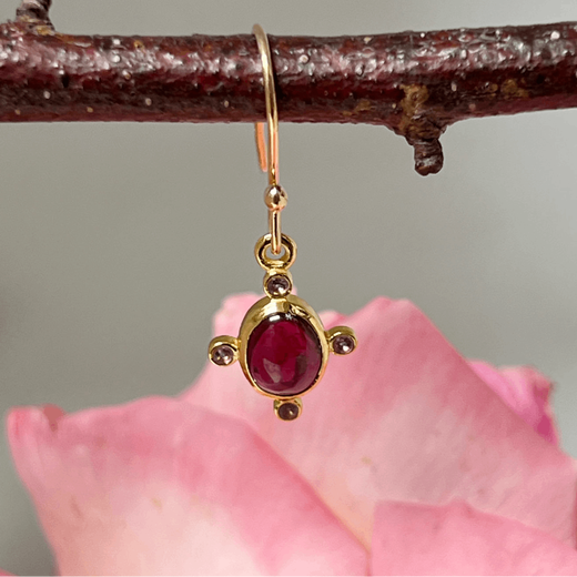 Garnet and amethyst hook earrings by Mirabelle