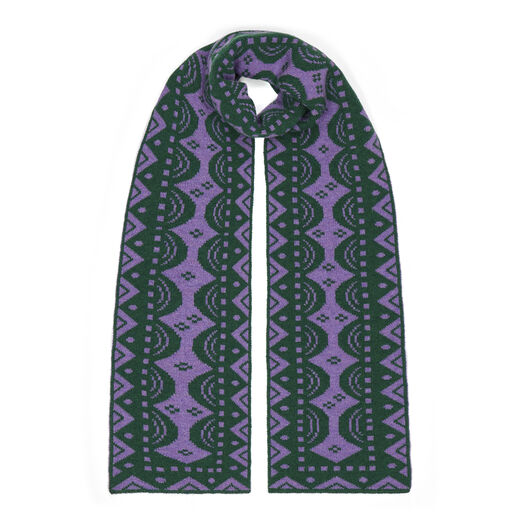 Purple and green wool scarf