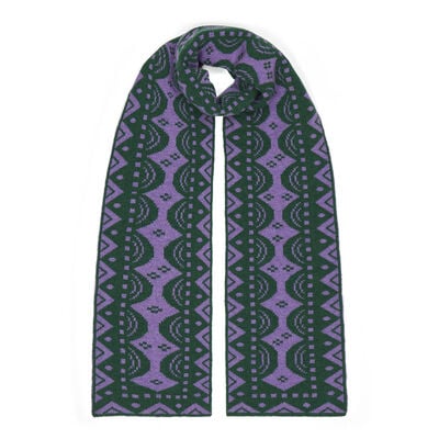 Purple and green wool scarf