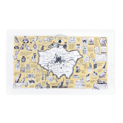 The London cat map tea towel