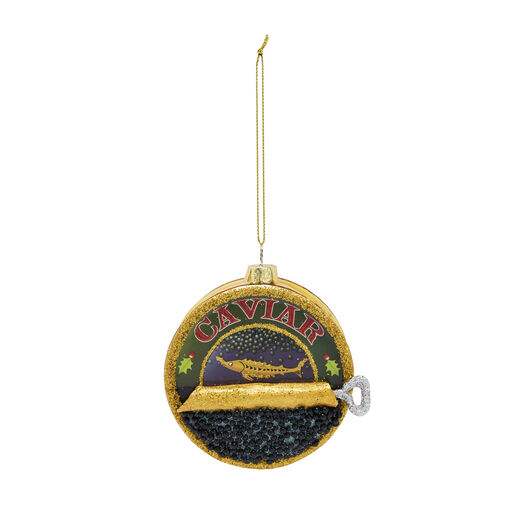 Fun christmas decoration of a glass caviar tin