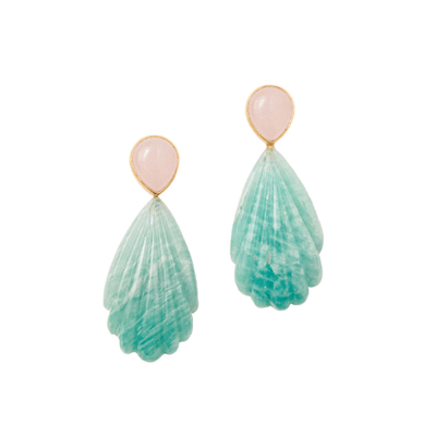 Aventurine and rose chalcedony earrings by Carousel&nbsp;Jewels