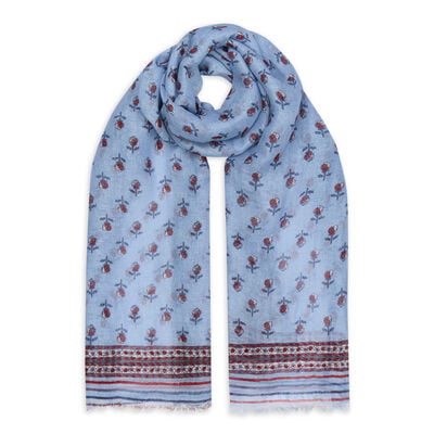 Light blue floral breeze scarf