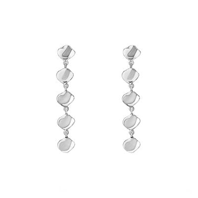 Silver teardrop long earrings by Mounir