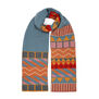 Blue and colourful pattern wool scarf 