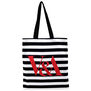 White stripe tote bag