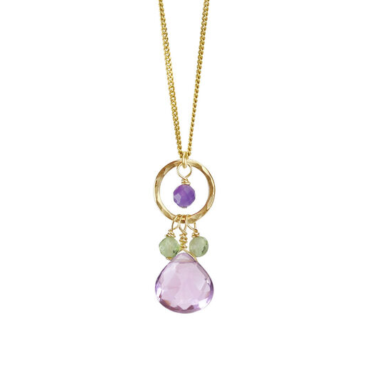 Hammered circle amethyst necklace by Mounir