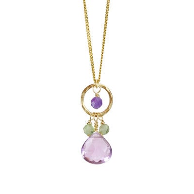 Hammered circle amethyst necklace by Mounir