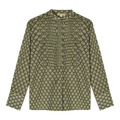 Green pleated cotton blouse