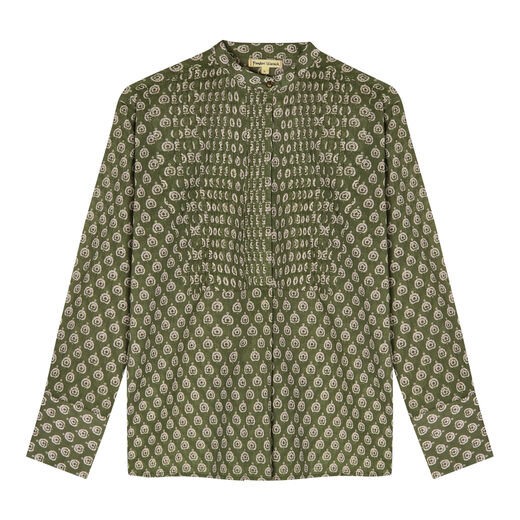 Green pleated cotton blouse
