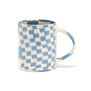 Blue check coffee mug