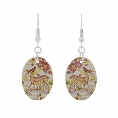 Woodland deer ceramic hook earrings