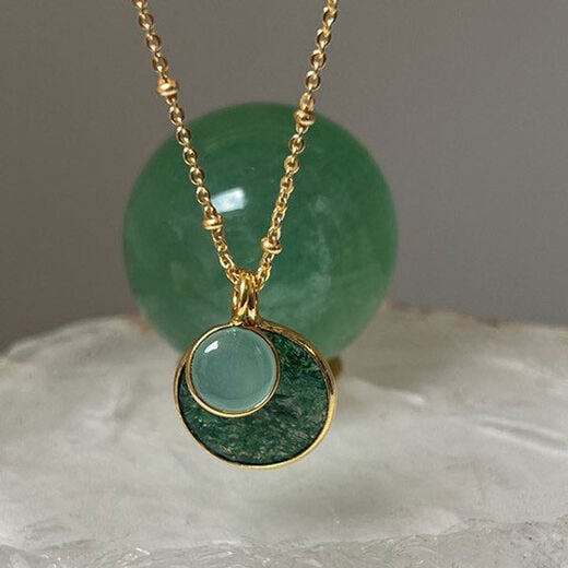 Jade and chalcedony pendant necklace by Mirabelle