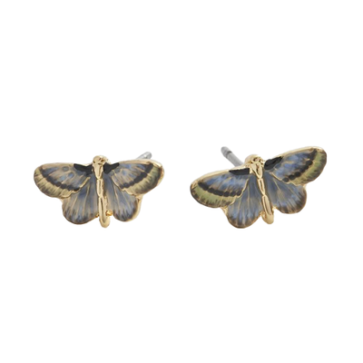 Blue enamel butterfly stud earrings by Fable England