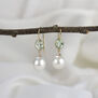 Green amethyst and pearl hook earrings by Mounir