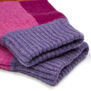 Pink and orange check wool mittens