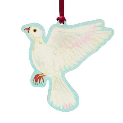 V&A dove wooden Christmas decoration by Polly Fern