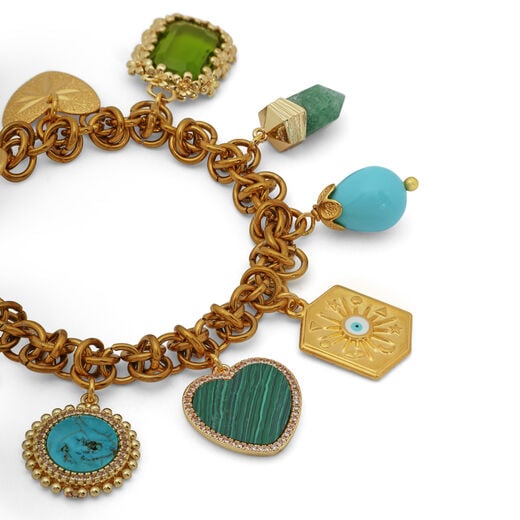 Green charm bracelet by Katerina Psoma