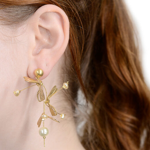 Dragonfly pearls stud earrings by Fotini Liami