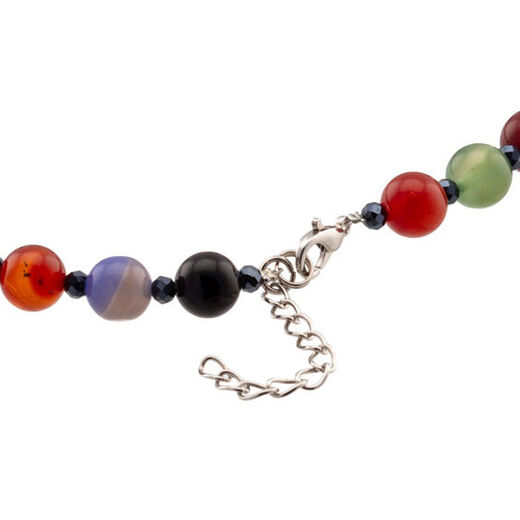 Multicoloured beads and freshwater pearl necklace