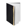 Pocket size notebook with iconic design of golden measuring tape on the front cover 