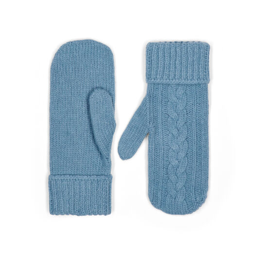 Periwinkle blue knitted wool mittens