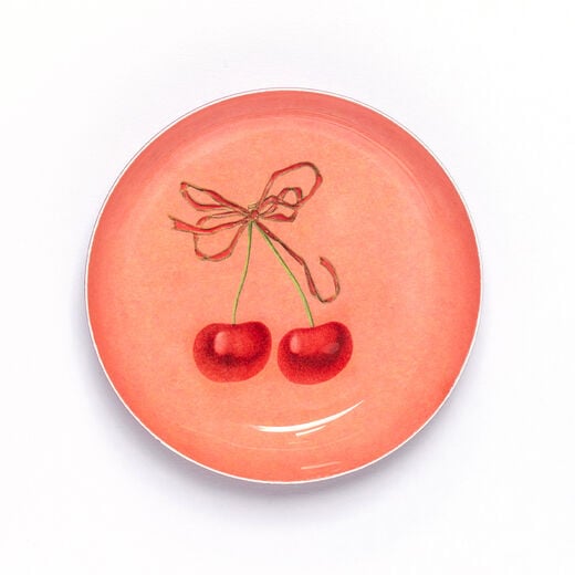 Enamel tricket tray with cherry illustration 