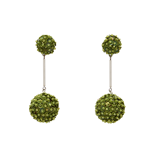 Green sequin drop earrings