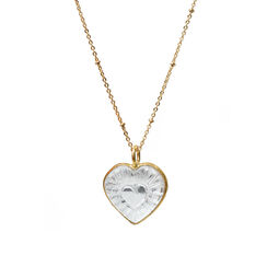 Carved crystal heart pendant necklace by Mirabelle