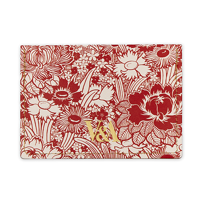 Red flowers leather cardholder