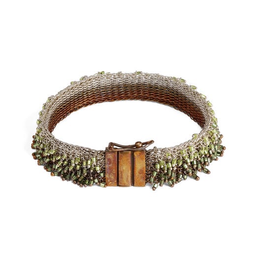 Gold and green beaded bracelet by Milena Zu