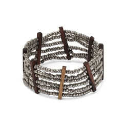 Coffee wood metallic beaded bracelet