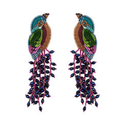 Kingfisher beadwork earrings by Olivia Dar