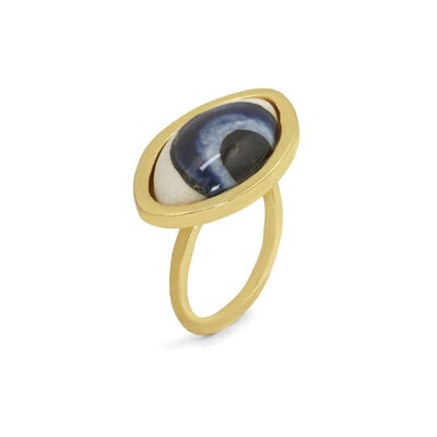Porcelain evil eye ring by Ottoman Hands