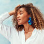 Blue double pattern stud earrings by Inzuki
