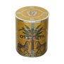 A decorated cylindric candle jar.