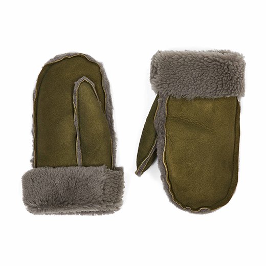 Green shearling hat & mittens