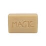 A soap bar with the word MAGIC spelled out in capital letters.
