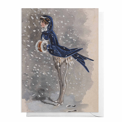Snow Ballet swallow costume Christmas cards (pack of 8)