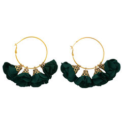 Green ruffle fabric earrings